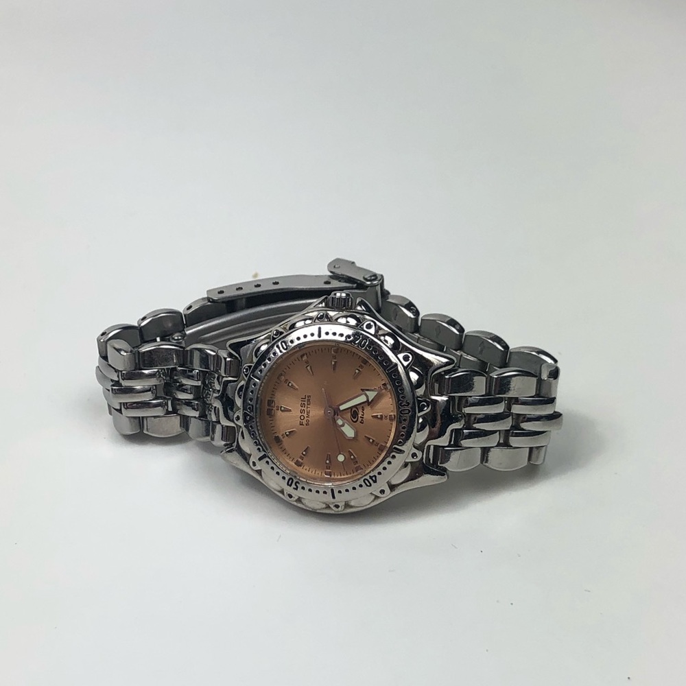 Silver stainless steel and rose gold watch